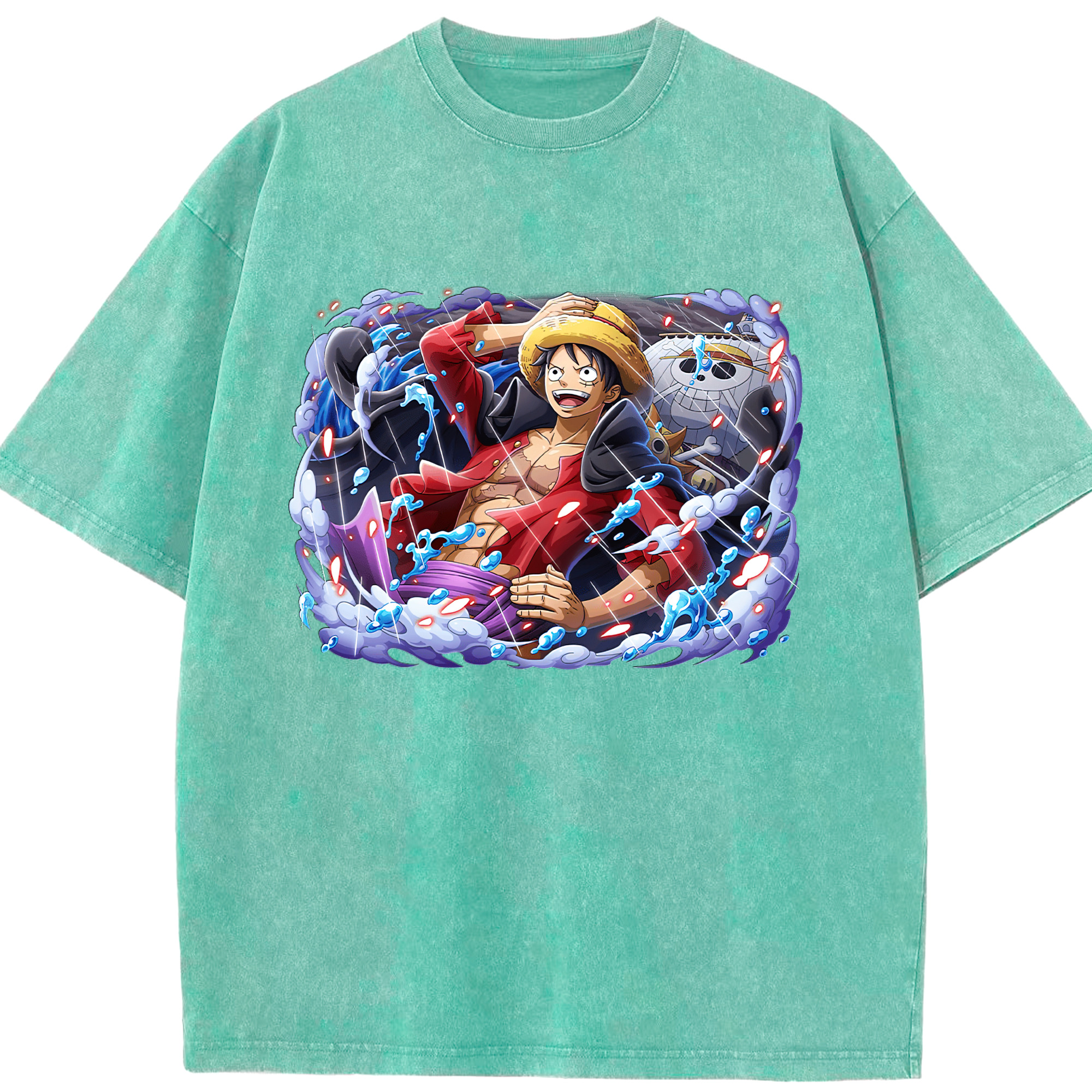 ワンピース モンキー・D・ルフィ ONE PIECE Monkey D. Luffy 綿100% ヴィンテージ風 半袖Tシャツ（フロントプリント）